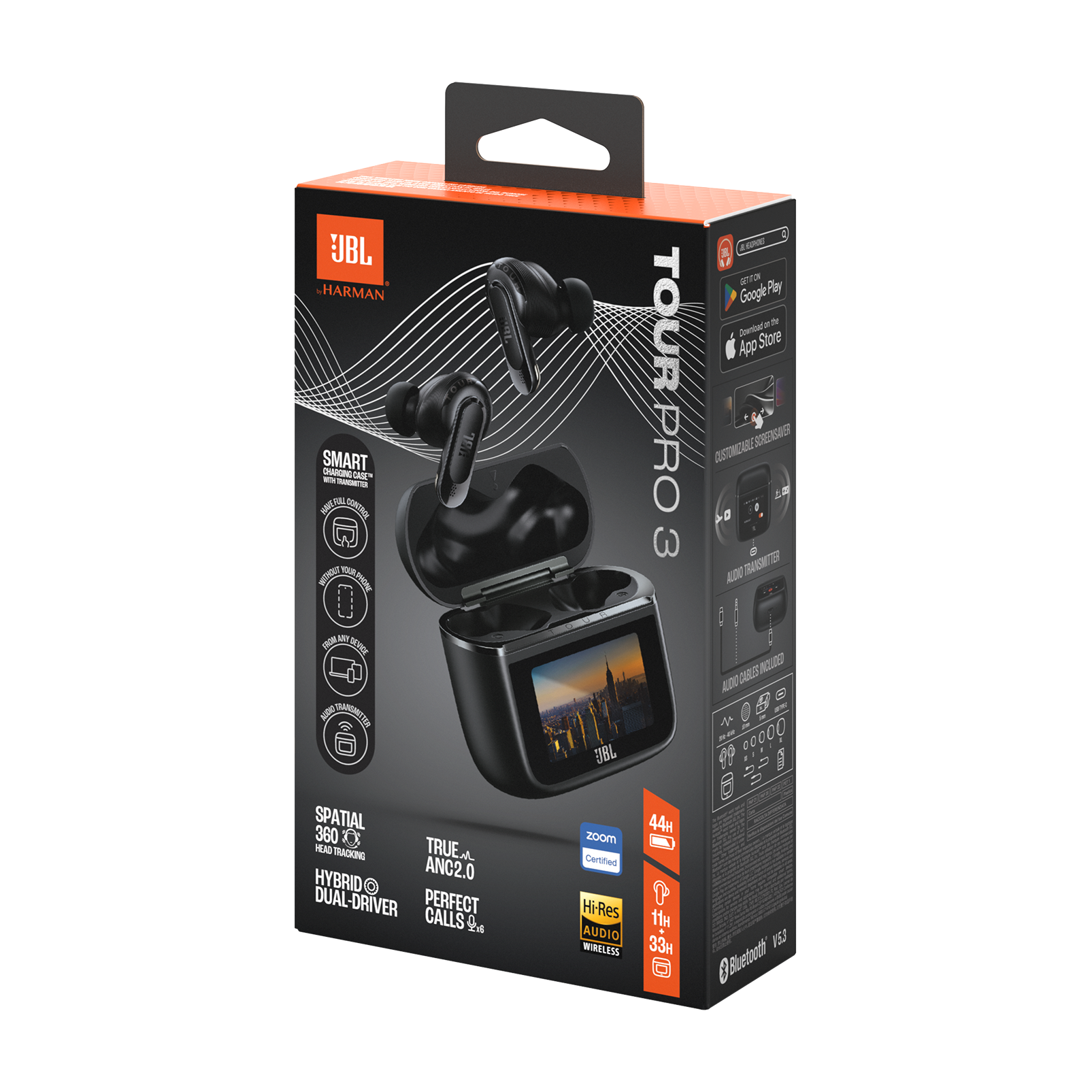JBL Tour Pro 3 - Black - True Wireless Noise Cancelling earbuds with Smart Charging Case™ - Detailshot 15